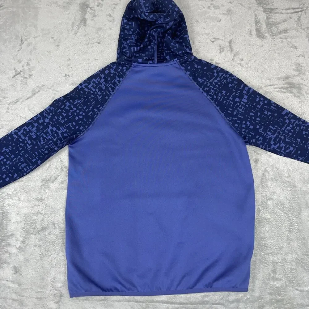 Nike Dri Fit Womens Medium‎ Pullover Hoodie Purple Green Swoosh Kangaroo Pocket